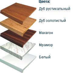 Внешний вид и цветовая гамма пластиковых подоконников, тип 2.
