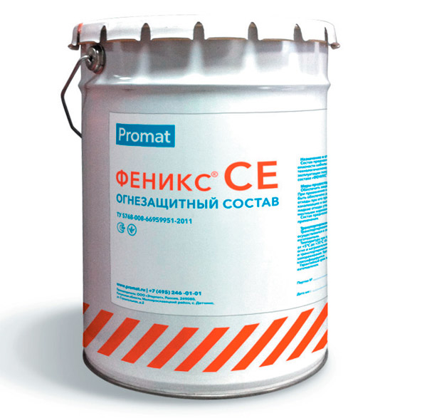 Внешний вид упаковки огнезащитного состава Феникс СЕ (металлическое ведро) (огнезащита кабельных линий)
