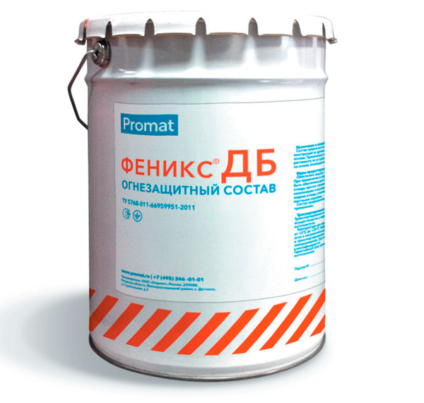 Внешний вид упаковки огнезащитного состава Феникс ДБ (металлическое ведро)